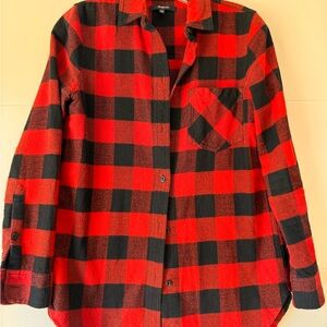 Red and Black Plaid Button-Up Shirt or Mini Dress